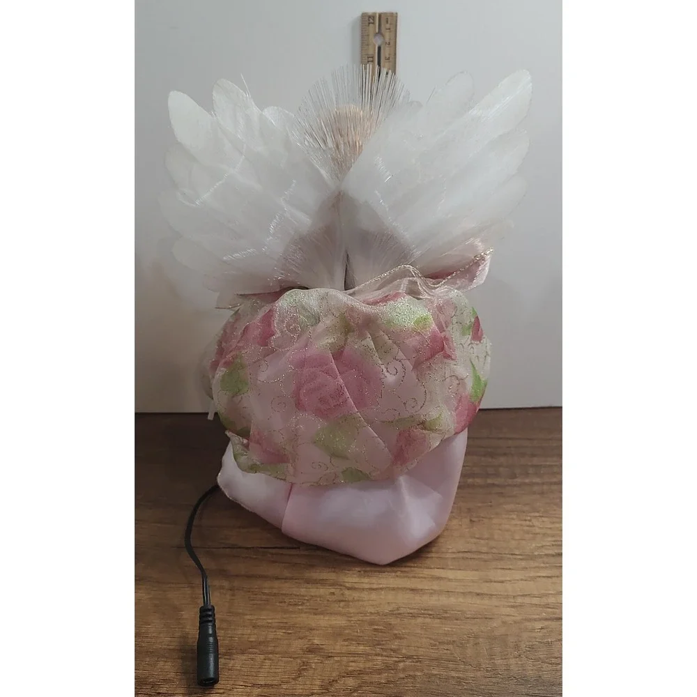 Vintage Light Up Angel Tree Topper With Multicolored Fiber Optic Lights A19